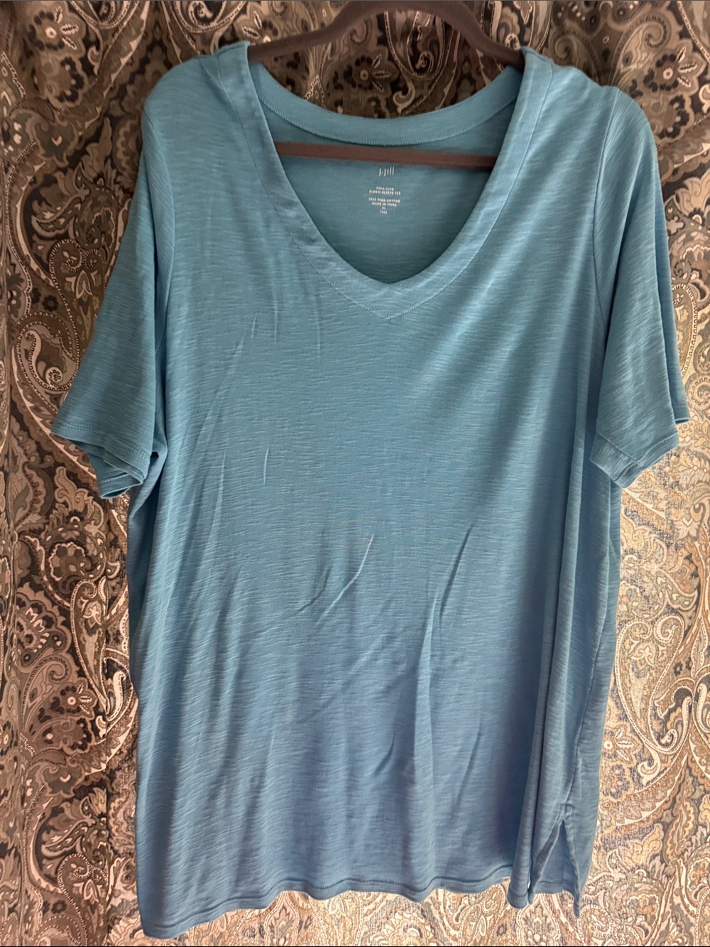 J. Jill Teal Blue V-Neck Short Sleeve Top